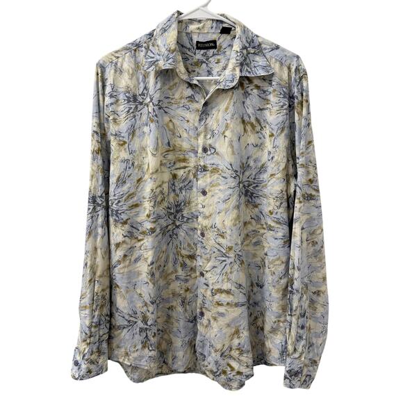 Reunion Womens Collared Long Sleeve Button Down Shirt Size M Career Artsy 90s - Picture 1 of 6